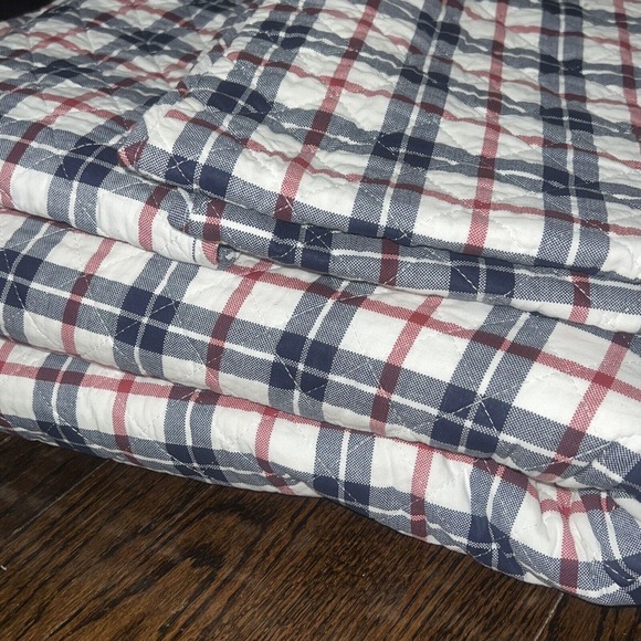 Tommy Hilfiger Reversible Plaid Stripe Blue Queen Comforter Sham Queen Set NWOB - Picture 7 of 8